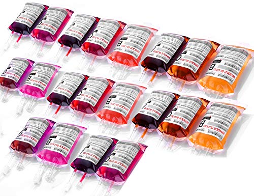 Product Cover WYNK Blood Bag for Halloween Party Decorations, 20 Packs IV Blood Bags for Drink - 11.5 FL Oz, Live Blood of Theme Parties, Halloween/Vampire/Hospital Theme Party Favors, Nurse Graduation Party Props