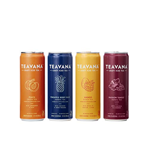 Product Cover Teavana Craft Iced Tea Variety Pack, Pineapple Berry Blue Herbal Tea, Peach Green Tea, Mango Black Tea & Passion Tango Herbal Tea, 12 Fl. Oz. Cans (Pack of 12)