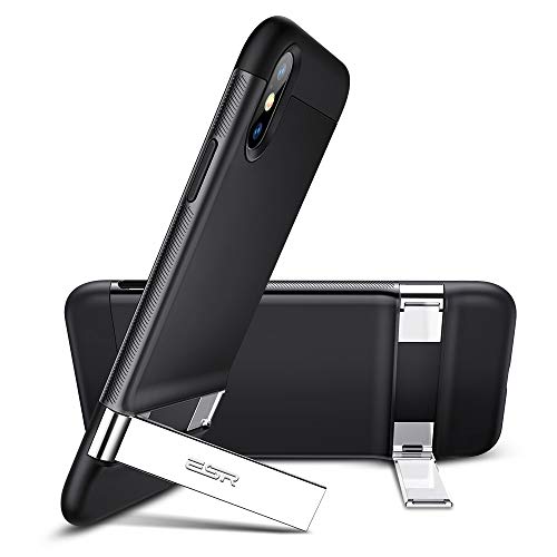 Product Cover ESR Metal Kickstand Case for iPhone Xs Max, [Vertical and Horizontal Stand] [Reinforced Drop Protection] Hard PC Back with Flexible TPU Bumper for iPhone 6.5 inch(2018)(Black)