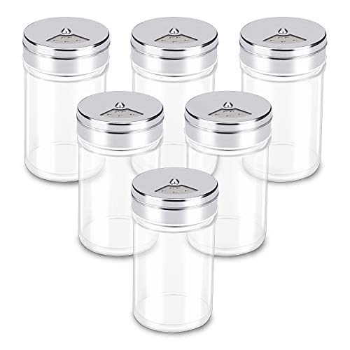 Product Cover Spice Jars, Segarty 6 Pack 3 oz Spice Bottles with Shaker Lids, Glass Empty Storage Containers with Adjustable Stainless Steel Flow Top for Your Regularly Used Spices