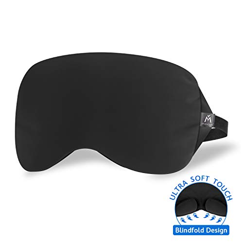 Product Cover Mavogel Sleep Eye Mask - Patented Nose Baffle Design, Comfortable Blackout Eye Mask for Women Men, Handmade Silky Blindfold Sleeping Mask for Shift Work/Travel/Naps, Include Travel Pouch, Black