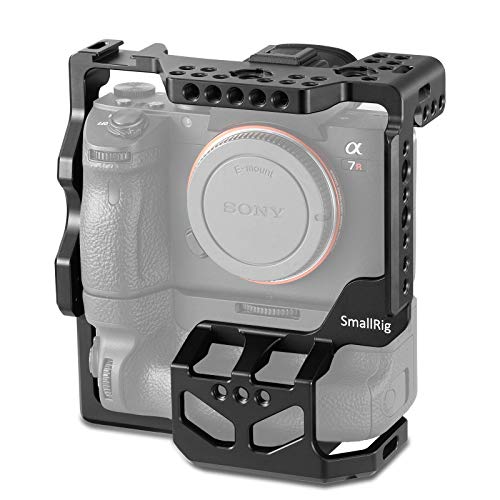 Product Cover SMALLRIG Camera Cage for Sony A7R III/A7 III with VG-C3EM Vertical Battery Grip w/Cold Shoe, NATO Rail and 3/8'' Locating Holes for ARRI Standard - 2176