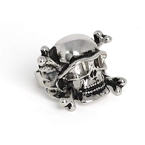 Product Cover Skeleteen Pirate Skull Costume Ring - Buccaneer Pirate Stainless Steel Jewelry for Dress Up Accessories for Kids and Adults - 1 Piece