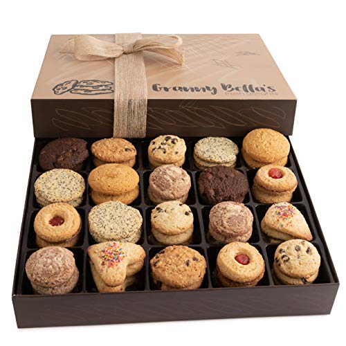Product Cover Granny Bella's Cookie Gift Baskets, 52 Gourmet Handmade Cookies, Christmas Holiday Assortment Food Gifts, Prime Unique Box Delivery for Men and Women Mother & Father Love Thanksgiving & Valentines Day