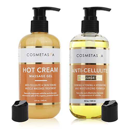 Product Cover Anti-Cellulite Massage Oil & Hot Cream - 100% Natural Cellulite Treatment with Gel & Oil, Deeply Penetrates Skin to Break Down Fat Tissue - Firm, Tone, Tighten & Moisturize Skin - Muscle Pain Relief