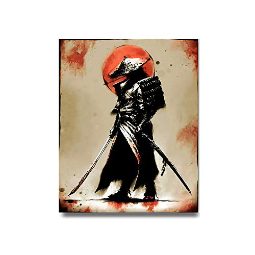 Product Cover iFine Art Samurai Warrior Wall Art Framed Oil Paintings Printed on Canvas for Home Decorations Home Decor Pictures Modern Artwork Hanging for Living Room Bedroom Ready to Hang