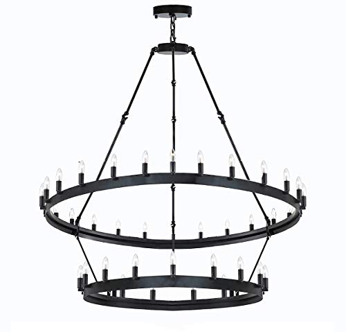 Product Cover Wrought Iron Vintage Barn Metal Castile Two Tier Chandelier Chandeliers Industrial Loft Rustic Lighting W 38