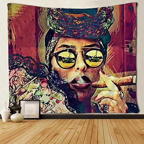 Product Cover SARA NELL Cool African Women Lady Tapestry African American Woman Smoking Tapestries Wall Art Hippie Bedroom Living Room Dorm Wall Hanging Throw Bedspread 50x60 Inches