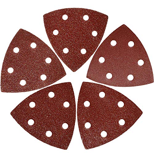 Product Cover XXGO 3-1/2 Inch 90mm Triangular 60/80 /100/120 /240 Grits Hook & Loop Multitool Sandpaper for Wood Sanding Contains 20 of Each Fit 3.5 Inch Oscillating Multi Tool Sanding Pad Pack of 100 XG9010