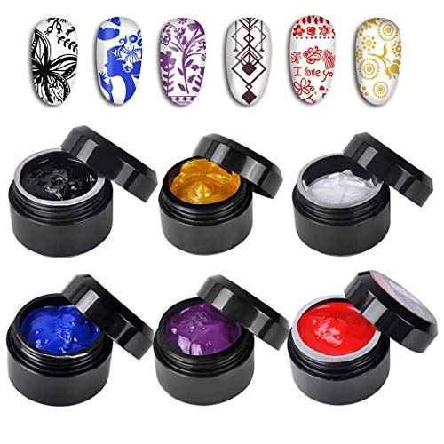 Product Cover Biutee Nail stamping polish gel Pack of 6 Colors UV LED Gel Polish for nail stamping plate