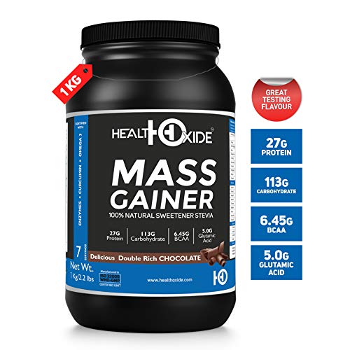Product Cover HealthOxide Mass Weight Gainer Powder With 100% Natural Sweetener Stevia - 1 kg (Rich Chocolate)