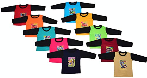 Product Cover ISAKAA Fba 10 Boy's and Girl's Cotton Full Sleeve T-shirt (Multicolour, 2-3 Years (L))