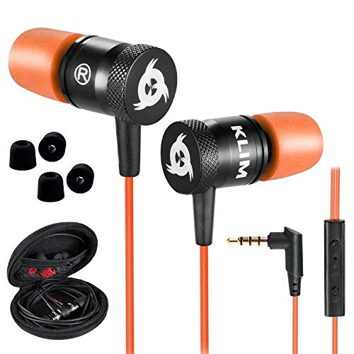 Product Cover KLIM Fusion Earbuds with Mic Audio - Long-Lasting Wired Ear Buds + 5 Years Warranty - Innovative: in-Ear with Memory Foam Earphones with Microphone - 3.5mm Jack - New Earphone 2020 Version - Orange