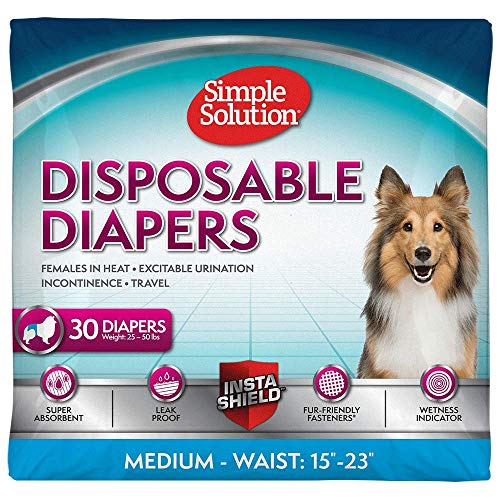 Product Cover Simple Solution True Fit Disposable Dog Diapers for Female Dogs | Super Absorbent with Wetness Indicator | Medium | 30 Count