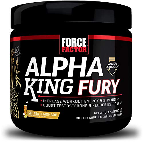 Product Cover Force Factor Alpha King Fury Drink Powder with AlphaFen, CarnoSyn, and L-Citrulline to Boost Testosterone, Reduce Estrogen, and Improve Physical Performance, 20 Servings