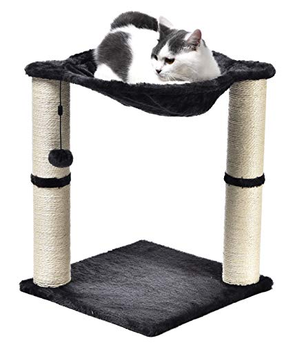 Product Cover AmazonBasics Cat Condo Tree Tower With Hammock Bed And Scratching Post - 16 x 20 x 16 Inches, Grey