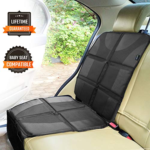 Product Cover Sunferno Car Seat Protector - Protects Your Car Seat from Baby Car Seat Indents, Dirt and Spills - Waterproof Thick Padded Protector to Keep Your Auto Upholstery Looking New - with 2 Storage Pockets