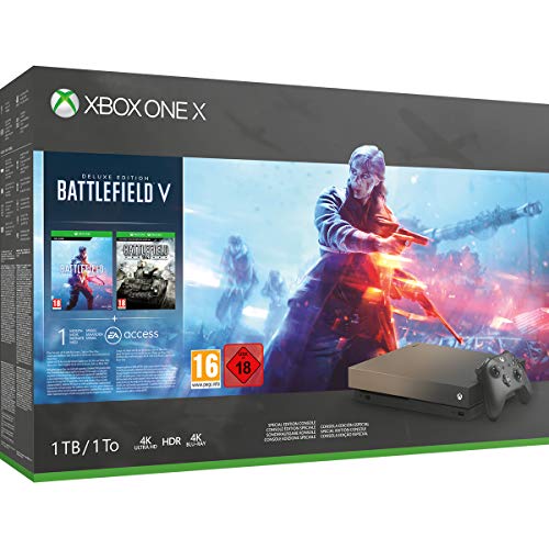 Product Cover Xbox One X 1TB Gold Rush Special Edition console Battlefield V Bundle