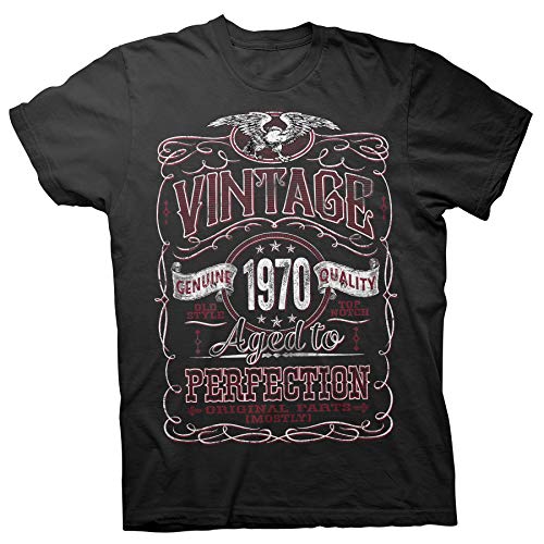 Product Cover 50th Birthday Gift Shirt - Vintage Aged to Perfection 1970 - Black-003-XL