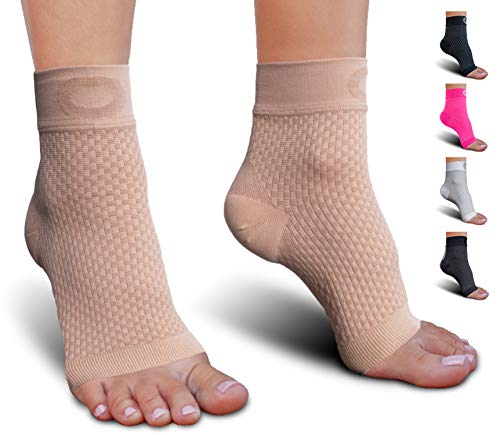 Product Cover Plantar Fasciitis Sock with Arch Support for Men & Women - Best Ankle Compression Socks for Foot and Heel Pain Relief - Better Than Night Splint Brace, Orthotics, Inserts, Insoles (XXL, Beige/Nude)