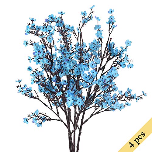 Product Cover NAHUAA 4PCS Blue Babys Breath Artificial Flowers Fake Silk Real Touch Floral Bouquet Home Office Farmhouse Wedding Centerpiece Arrangements Decor for Vase