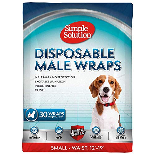 Product Cover Simple Solution Disposable Dog Diapers for Male Dogs | Male Wraps with Super Absorbent Leak-Proof Fit | Excitable Urination, Incontinence, or Male Marking | Small | 30 Count