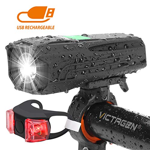 Product Cover victagen USB Rechargeable Bike Light&Taillight,Powerful Lumens LED Front and Rear Lights,Waterproof LED Bicycle Headlight, Easy to Install Fit All Bicycles MTB Kids Men Road Bike Flashlight