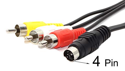 Product Cover Devinal 5 FT (1.5M) 4 Pin Mini DIN S-Video Plug to 3 RCA Plug Cable S-Video 4-Pin Male to 3-RCA Male RGB Composite Video Cable Adapter for DVD, DVD, TV, HDTV, VCR's, CD Players