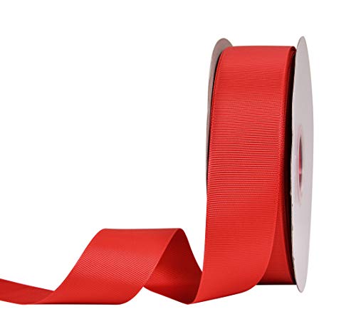 Product Cover YAMA Solid Grosgrain Ribbon 1 1/2 inch 50 Yards for Gift Package Wrapping Floral Design Crafting Party Wedding Decorations, Hot Red