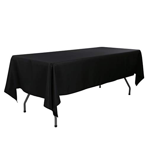 Product Cover Waysle 60 x 102-Inch Rectangular Tablecloth, 100% Polyester Washable Table Cloth for 6Ft. Rectangle Table, Black