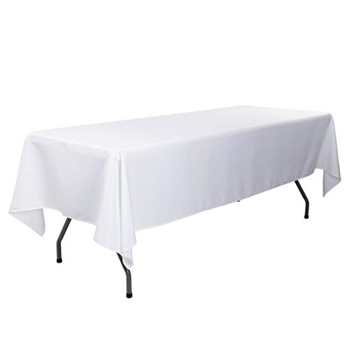 Product Cover Waysle 60 x 102-Inch Rectangular Tablecloth, 100% Polyester Washable Table Cloth for 6Ft. Rectangle Table, White