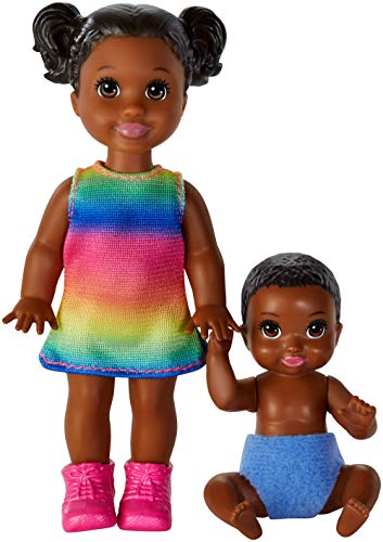 Product Cover Barbie Skipper Babysitters Inc. Dolls, 2 Pack of Sibling Dolls Includes Small Toddler Doll with Brunette Pigtails & Blonde Baby Doll Figure in Diaper, for 3 to 7 Year Olds