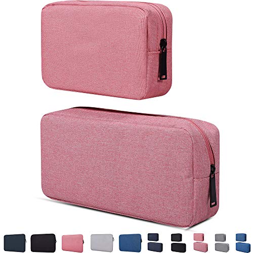 Product Cover Electronic Accessories Organizer, Durable Small Electronics Accessories Storage Bag Compatible Laptop Charger Various USB,Cables,Cords and Power Travel Gadget Carry Bag,Pink(Small+Big)
