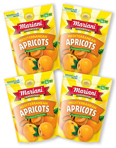 Product Cover Mariani - Dried Mediterranean Apricots - 6oz (Pack of 4) - Gluten Free, Vegan, Resealable Bag - Healthy Snack for Kids & Adults