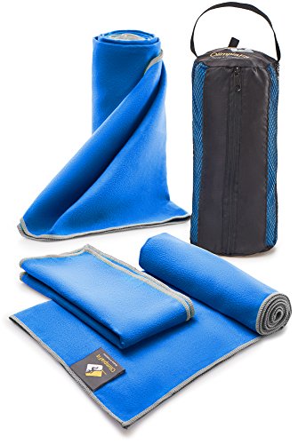 Product Cover 3 Size Towels at the Price of 1 - Super Pack - Fast Quick Dry · Super Absorbent · Ultra Compact · Lightweight · Antimicrobial · Set Microfiber Towels - Best For Gym Travel Camp Backpacking Yoga Fitnes