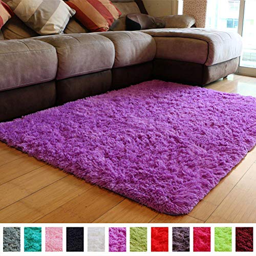 Product Cover PAGISOFE Soft Fuzzy Purple Area Rugs for Kids Room Girls Bedroom Fluffy Floor Rugs Shag for Dorm Baby Nursery Fur Rugs Cute Plush Rug Decorative Accent Rug Thick Shaggy Carpet 4' x 5',（Purple）