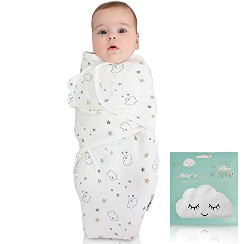 Product Cover Newborn Swaddle Blanket, Sleep on a Cloud Like an Angel, The Perfect Gift, Premium Cotton, Adjustable Infant Swaddle Wrap Blanket, Lovely Unisex Design 0-3 Months
