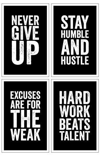 Product Cover Damdekoli Motivational Posters - 11x17 Inches, Set of 4, Black