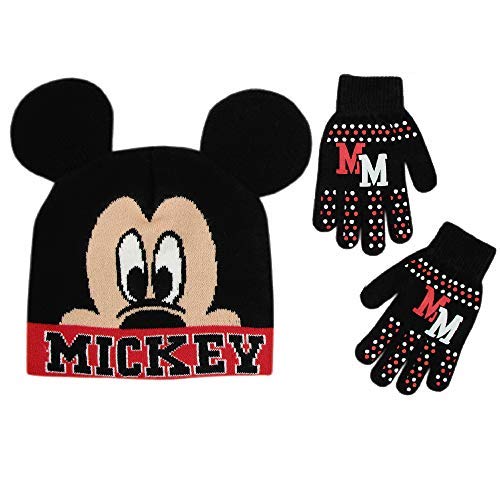 Product Cover Disney Little Boys Mickey Mouse Hat and Gloves Cold, Black, Red, Size Age 4-7