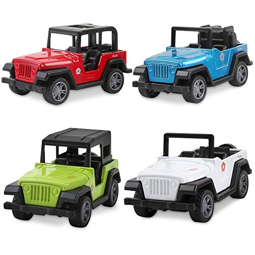 Product Cover BeebeeRun Jeep Toys Pull Back Vehicles, Jeep Toy Model Vehicles Toy Gifts for Baby Toddler Boys Girls, 4 Pieces Gift Pack（Color Picks at Random）