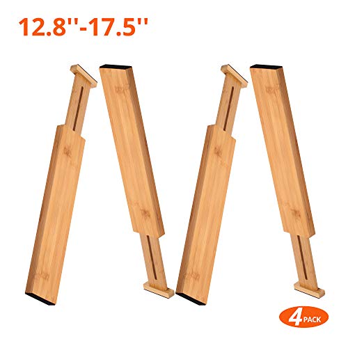 Product Cover 100% Natural Bamboo Adjustable Short Size Kitchen Drawer Dividers(12.8