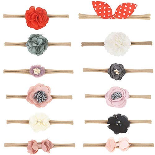 Product Cover Jiaqee Baby Girl Headband Set- 12 Pack Of Assorted Headbands Bows Flowers For Newborn Infant Toddlers Kids