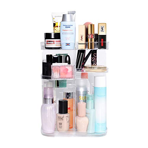 Product Cover DreamGenius 360 Rotating Makeup Organizer, DIY Adjustable Makeup Carousel Spinning Holder Storage Rack, Large Capacity Make up Caddy Shelf Cosmetics Organizer Box, Best for Countertop, Square