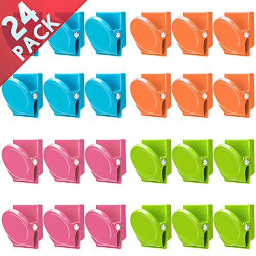 Product Cover Magnetic Clips, 24 Pieces Magnetic Metal Clips, Refrigerator Whiteboard Wall Fridge Magnetic Memo Note Clips Magnets Metal Clip