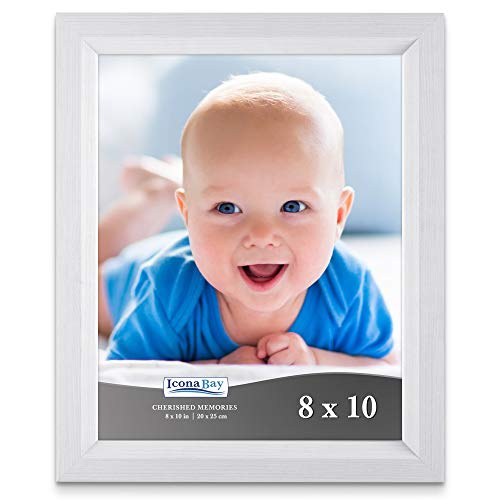 Product Cover Icona Bay 8x10 Picture Frame (1 Pack, Aspen White Wood Finish), White Photo Frame 8 x 10, Composite Wood Frame for Walls or Tables, Set of 1 Cherished Memories Collection