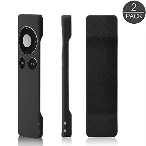 Product Cover [2-Pack] AKWOX Protective Case for Apple TV 2 3 Remote Controller - Light Weight [Anti Slip] Shock Proof Silicone Sleeve Cover, Black