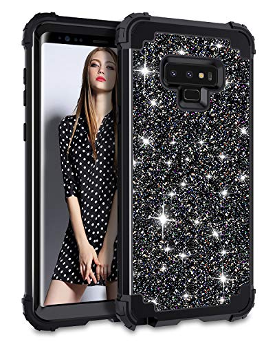 Product Cover Casetego Compatible Galaxy Note 9 Case,Glitter Sparkle Bling Three Layer Heavy Duty Hybrid Sturdy Armor Shockproof Protective Cover Case for Samsung Galaxy Note 9(2018),Shiny Black