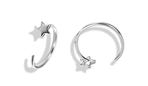 Product Cover IminiJewelry Star Hoop Earrings 925 Sterling Silver Cute Studs for Women Teen Girls Cartilage Sensitive Ears Tiny Small Hoops