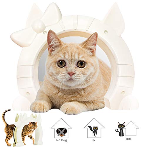Product Cover SlowTon Cat Door, Pet Door for Cats Interior Door 2 Way Kitty Hole Shape Pass Fits Hollow Core Glass Solid Door for Cats up to 21lbs, Hidden Litter Box in Basement Laundry Room Easy to Install