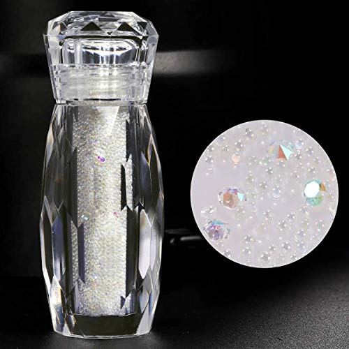 Product Cover 1 Bottle Crystal Micro Nail Pixie Beads Gravel Colorful Multicolor Micro Strass Nail Art Glass Caviar Beads For Nails 3D Decorations (Crystal AB)
